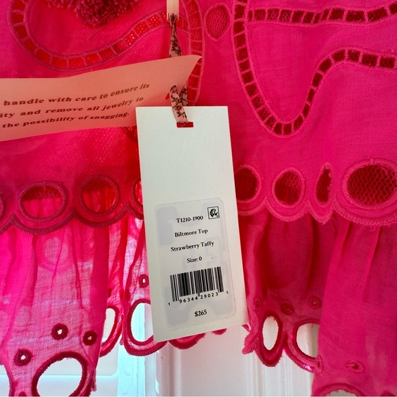 NWT LoveShackFancy Pink Biltmore Butterfly Embroidered Women's Top - Picture 9 of 11